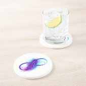 Dessous De Verre En Grès Infinity with purple feather (Côté)