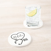 Dessous De Verre En Grès Infirmière personnalisée minimale Nom Stethoscope (Côté)