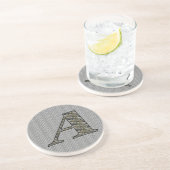 Dessous De Verre En Grès Initiale de monogramme A Fleurs d'hortensia (Côté)