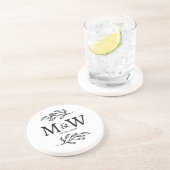 Dessous De Verre En Grès Initiales de monogramme de couple de mariage Date (Côté)