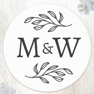 Dessous De Verre En Grès Initiales de monogramme de couple de mariage Éléga
