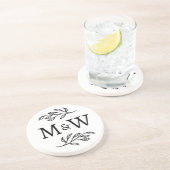 Dessous De Verre En Grès Initiales de monogramme de couple de mariage Éléga (Côté)