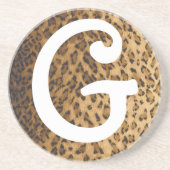 Dessous De Verre En Grès Initiales de monogramme Empreinte de léopard G (Devant)