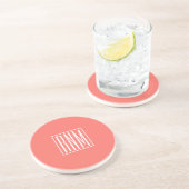 Dessous De Verre En Grès Initiales Monogramme | Blanc Sur Corail (Côté)