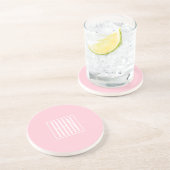 Dessous De Verre En Grès Initiales Monogramme | Blanc Sur Rose Clair (Côté)