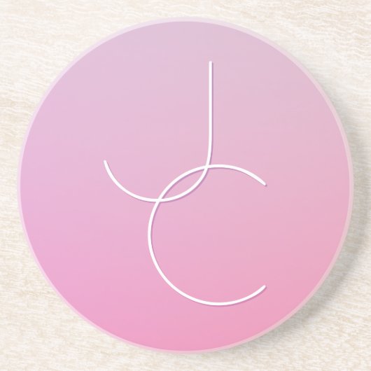 Dessous De Verre En Grès Initiales superposées 2 Modernes | Ombre Rose (Devant)