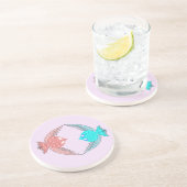 Dessous De Verre En Grès Inséparables roses et bleus mignons (Côté)