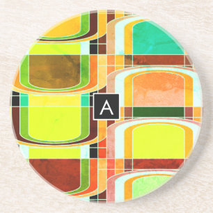 Dessous De Verre En Grès Inspiré de funky rétro coloré
