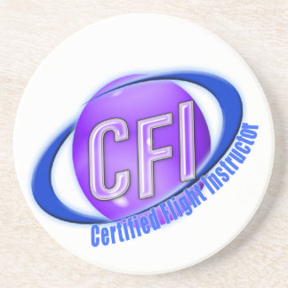 DESSOUS DE VERRE EN GRÈS INSTRUCTEUR DE VOL CERTIFIÉ DE LOGO DE BORD CFI