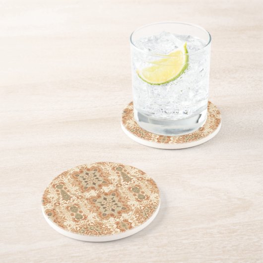 Dessous De Verre En Grès Intricate Bohemian Tile Pattern in Earthy Terracot (Côté)