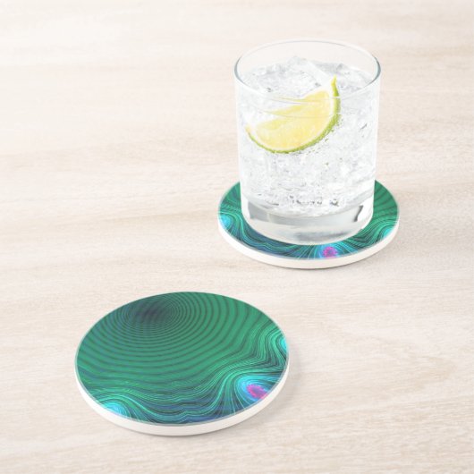 Dessous De Verre En Grès Invasion de l'Abstrait temps vert (Côté)