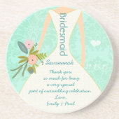 Dessous De Verre En Grès Invitation de Mint Mariage damassé moderne (Devant)