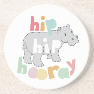 Dessous De Verre En Grès ip Hip Hip Houray Gris Hippo Dessin mignon Animal