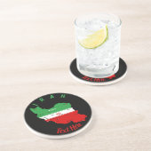Dessous De Verre En Grès Iran Map with Flag and Emblem (Côté)