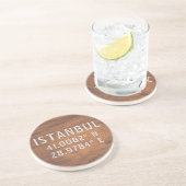 Dessous De Verre En Grès Istanbul Latitude et Longitude Bois foncé (Côté)