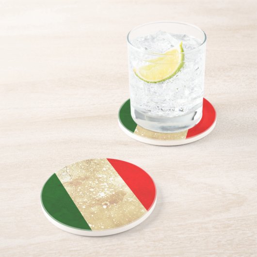 Dessous De Verre En Grès Italie Drapeau à Grunge (Côté)