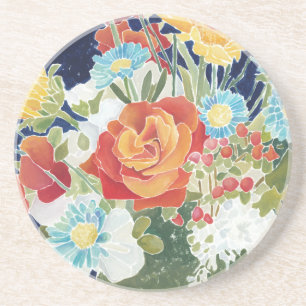 Dessous De Verre En Grès IV floral de minuit
