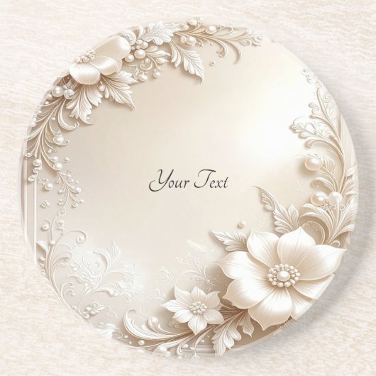 Dessous De Verre En Grès Ivory Flowers Sandstone Coaster (Devant)