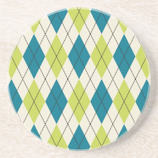 Dessous De Verre En Grès Jacquard Bleu Et Vert (Devant)