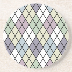 Dessous De Verre En Grès Jacquard des diamants Pastel