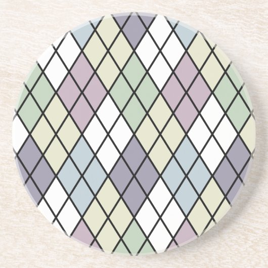 Dessous De Verre En Grès Jacquard des diamants Pastel (Devant)