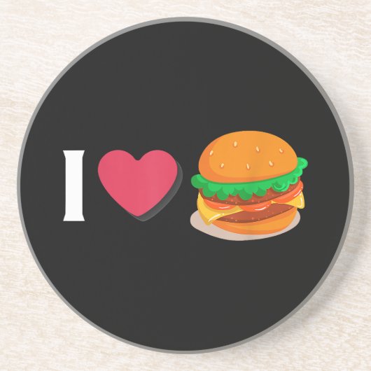 Dessous De Verre En Grès J'adore Burger Cheeseburger Manger Malsain (Devant)