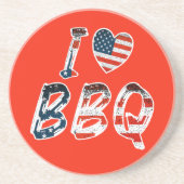 Dessous De Verre En Grès J'adore le barbecue, patriotique américain (Devant)