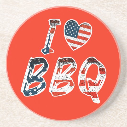 Dessous De Verre En Grès J'adore le barbecue, patriotique américain (Devant)