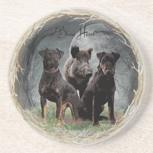 Dessous De Verre En Grès Jagdterrier, Coeur courageux (Devant)