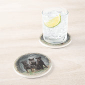Dessous De Verre En Grès Jagdterrier, Coeur courageux (Côté)