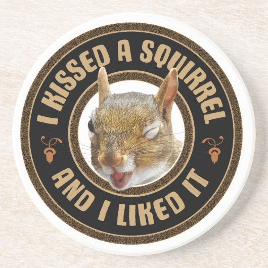 Dessous De Verre En Grès J'ai embrassé un écureuil - drôle de parodie (Devant)
