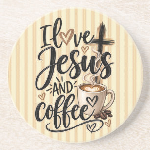 Dessous De Verre En Grès J'aime Jésus et le café