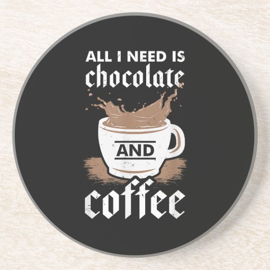 Dessous De Verre En Grès J'Aime Le Chocolat Et Le Café (Devant)