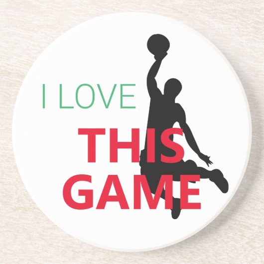 Dessous De Verre En Grès J'Aime Le Jeu De Basketball (Devant)