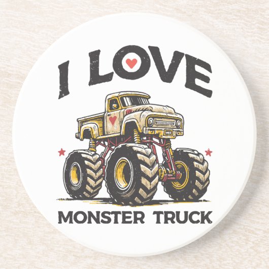Dessous De Verre En Grès J'aime les monstres camions (Devant)