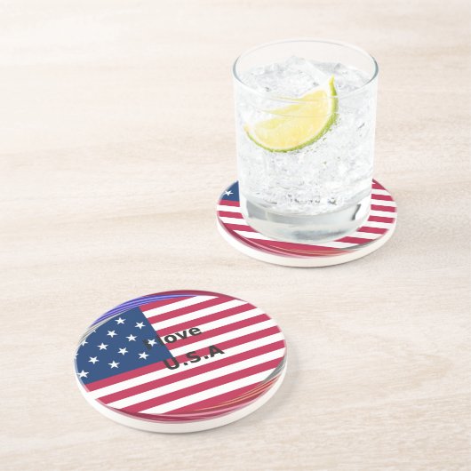 DESSOUS DE VERRE EN GRÈS J'AIME LES USA (Côté)
