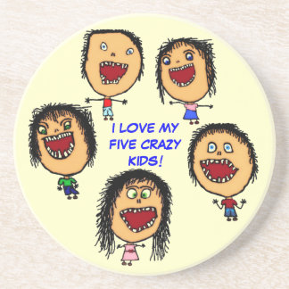 Dessous De Verre En Grès J'Aime Mes Cinq Enfants Fous