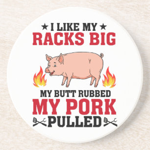 Dessous De Verre En Grès J'aime Mes Racks Gros BBQ, Citation Porc Fessier