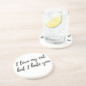 Dessous De Verre En Grès J'aime mon chat - noir (Côté)