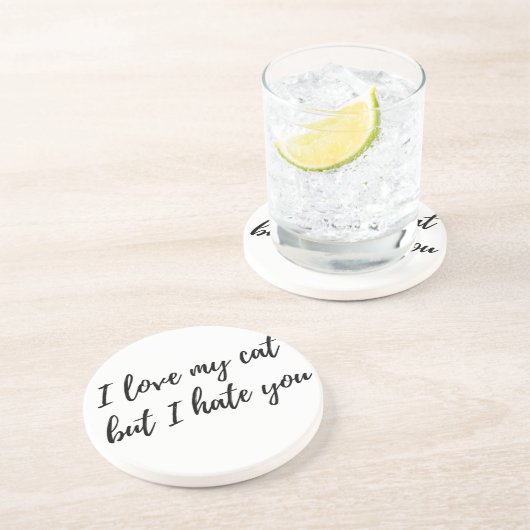 Dessous De Verre En Grès J'aime mon chat - noir (Côté)