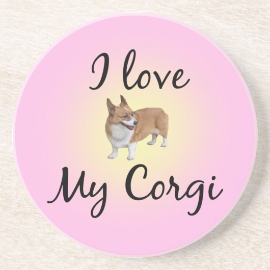 Dessous De Verre En Grès J'Aime Mon Corgi (Devant)