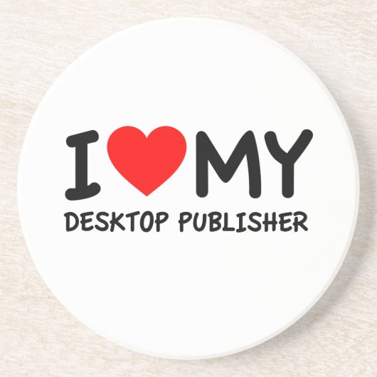 Dessous De Verre En Grès J'aime mon Éditeur de bureau (Devant)