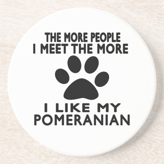 Dessous De Verre En Grès J'aime mon Pomeranian. (Devant)