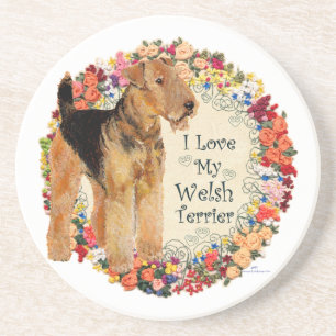 Dessous De Verre En Grès J'aime mon terrier gallois