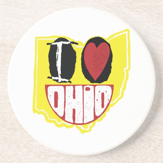 Dessous De Verre En Grès J'Aime Ohio Sourire Un Visage Heureux (Devant)