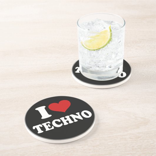 Dessous De Verre En Grès J'aime Techno (Côté)