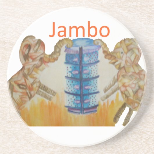 Dessous De Verre En Grès Jambo Jumbo African Kids Elephants Art Imprimer (Devant)