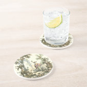 Dessous De Verre En Grès Jardin asiatique avec femme et animaux (Côté)