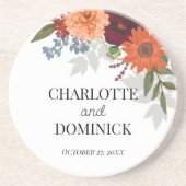 Dessous De Verre En Grès Jardin d'automne de Bourgogne Mariage floral (Devant)