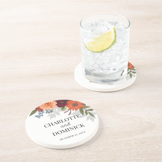 Dessous De Verre En Grès Jardin d'automne de Bourgogne Mariage floral (Côté)